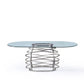 Elegant Silver Metal Base Tempered Glass Dining Table