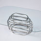 Elegant Silver Metal Base Tempered Glass Dining Table