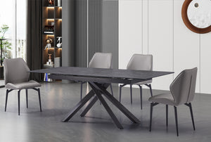 Table de salle à manger extensible en pierre frittée moderne