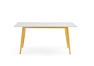 Minimalist Matt Gold SS Base Dining Table With Sintered Stone Top