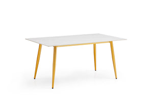 Minimalist Matt Gold SS Base Dining Table With Sintered Stone Top