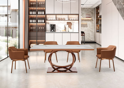 Table à manger Ring-Modern Luxury en or rose brillant