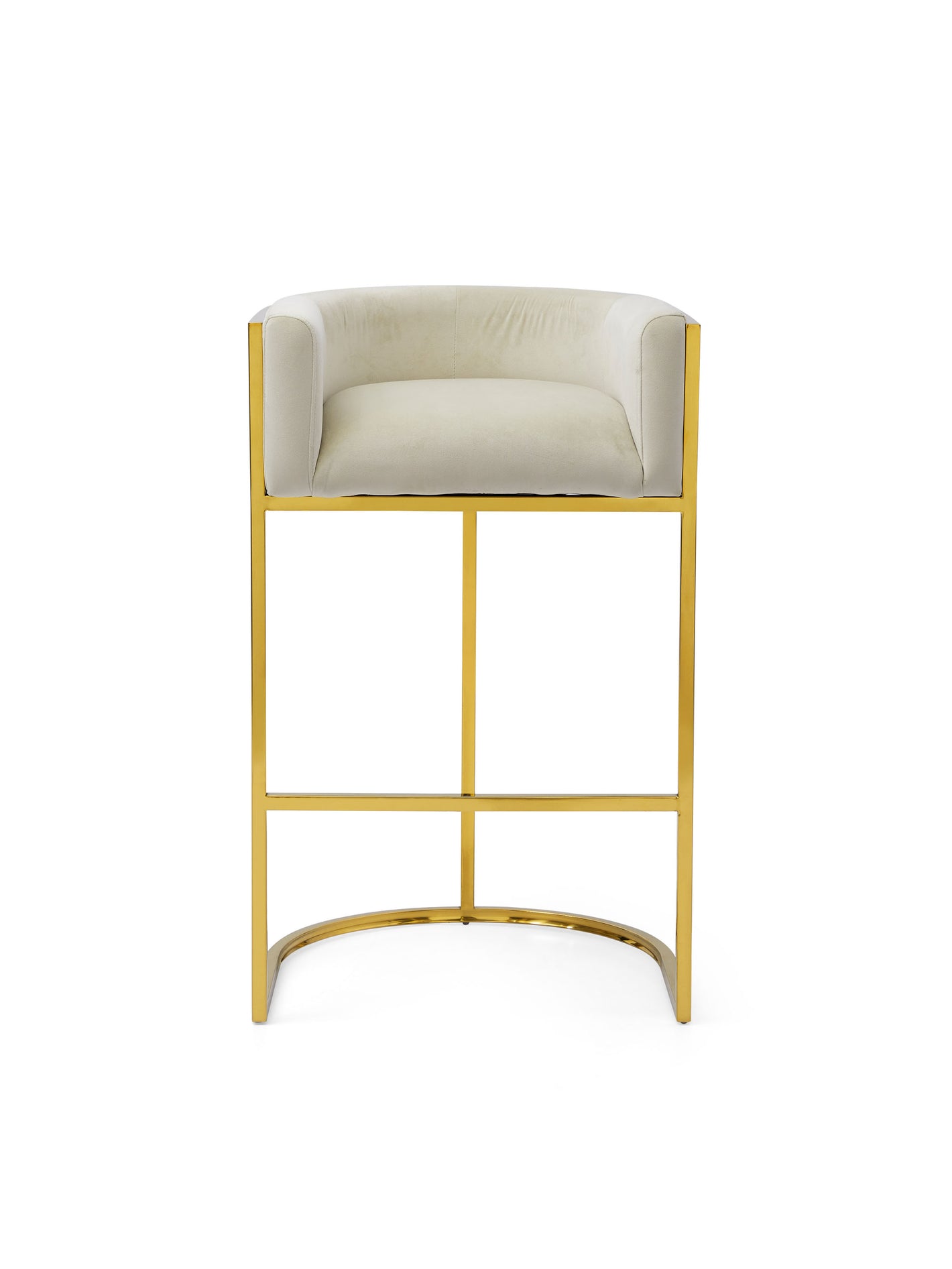 Honeycomb  White Velvet Bar Chair With SS Gold Legs Commercial Restaurant