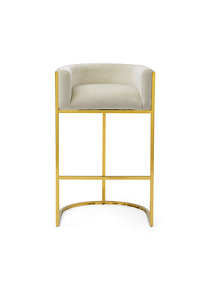 Honeycomb  White Velvet Bar Chair With SS Gold Legs Commercial Restaurant