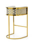 Honeycomb  White Velvet Bar Chair With SS Gold Legs Commercial Restaurant