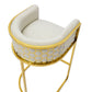 Honeycomb  White Velvet Bar Chair With SS Gold Legs Commercial Restaurant