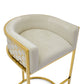 Honeycomb  White Velvet Bar Chair With SS Gold Legs Commercial Restaurant