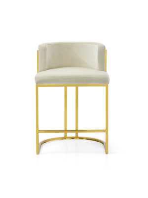 Luxury Modern Beige Velvet Gold Bar Chair For Hotel