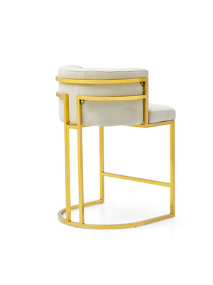 Luxury Modern Beige Velvet Gold Bar Chair For Hotel