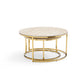 Modern Minimalist Sintered Stone Gold Base Coffee Table Set