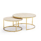 Modern Minimalist Sintered Stone Gold Base Coffee Table Set