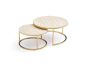 Modern Minimalist Sintered Stone Gold Base Coffee Table Set