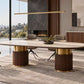 Luxury Sintered Stone Dining Table with Walnut Veneer