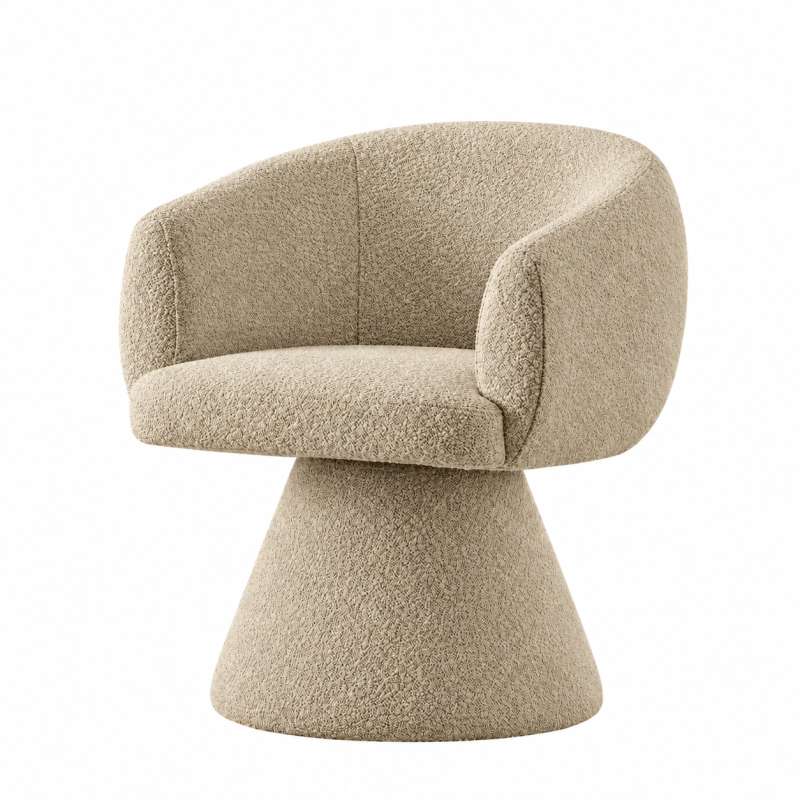 LAVRO Modern Upholstered Swivel Dining Armchair with Curved Back