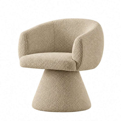 LAVRO Modern Upholstered Swivel Dining Armchair with Curved Back