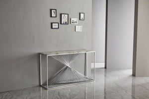 Console SRF Modern Twist en acier inoxydable avec plateau en marbre