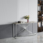 Console SRF Modern Twist en acier inoxydable avec plateau en marbre