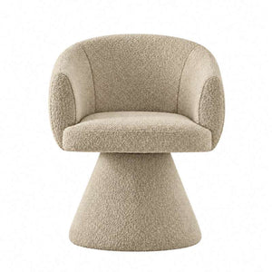 LAVRO Modern Upholstered Swivel Dining Armchair with Curved Back