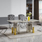 Luxury Marble Gold Silver Base Dining Table