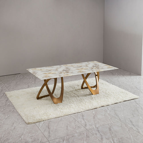 Clip - Matte Rose Gold Rectangular Dining Table