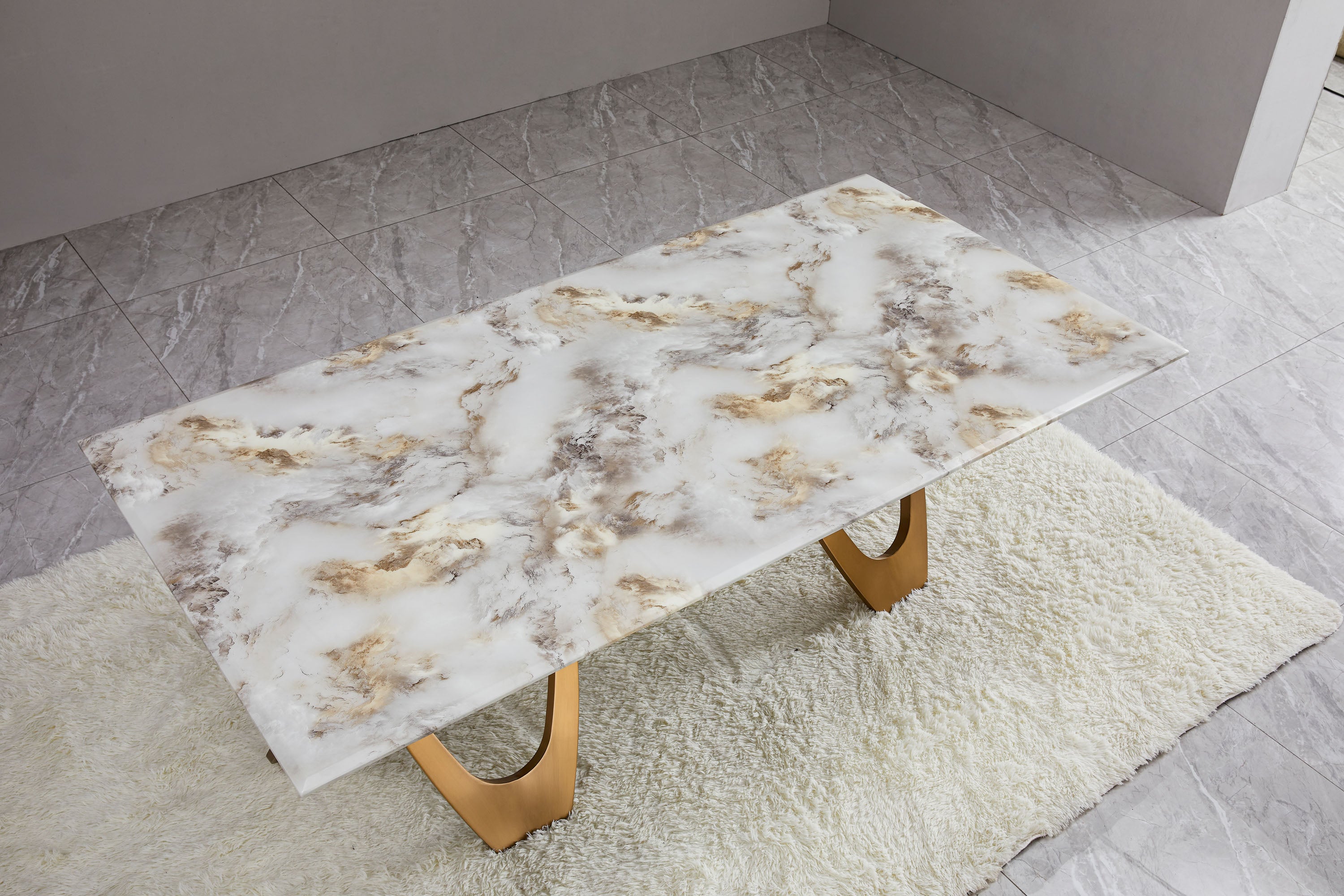 Clip - Matte Rose Gold Rectangular Dining Table