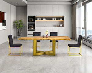 Hesper-Luxury Bronze Base Dining Table With Wood Top