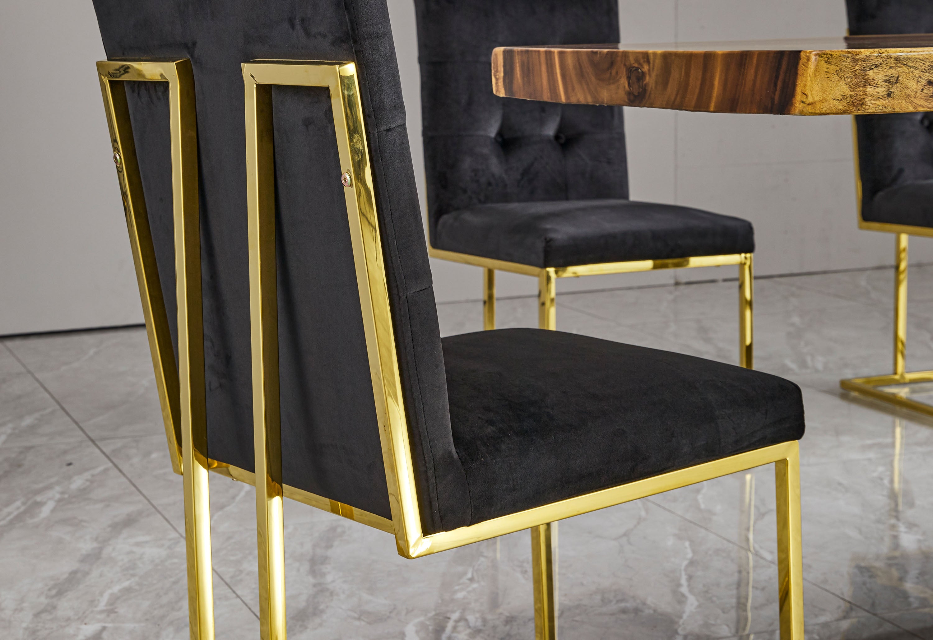 Hesper-Luxury Bronze Base Dining Table With Wood Top