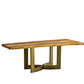 Hesper-Luxury Brushed Bronze Base Dining Table With Wood Top