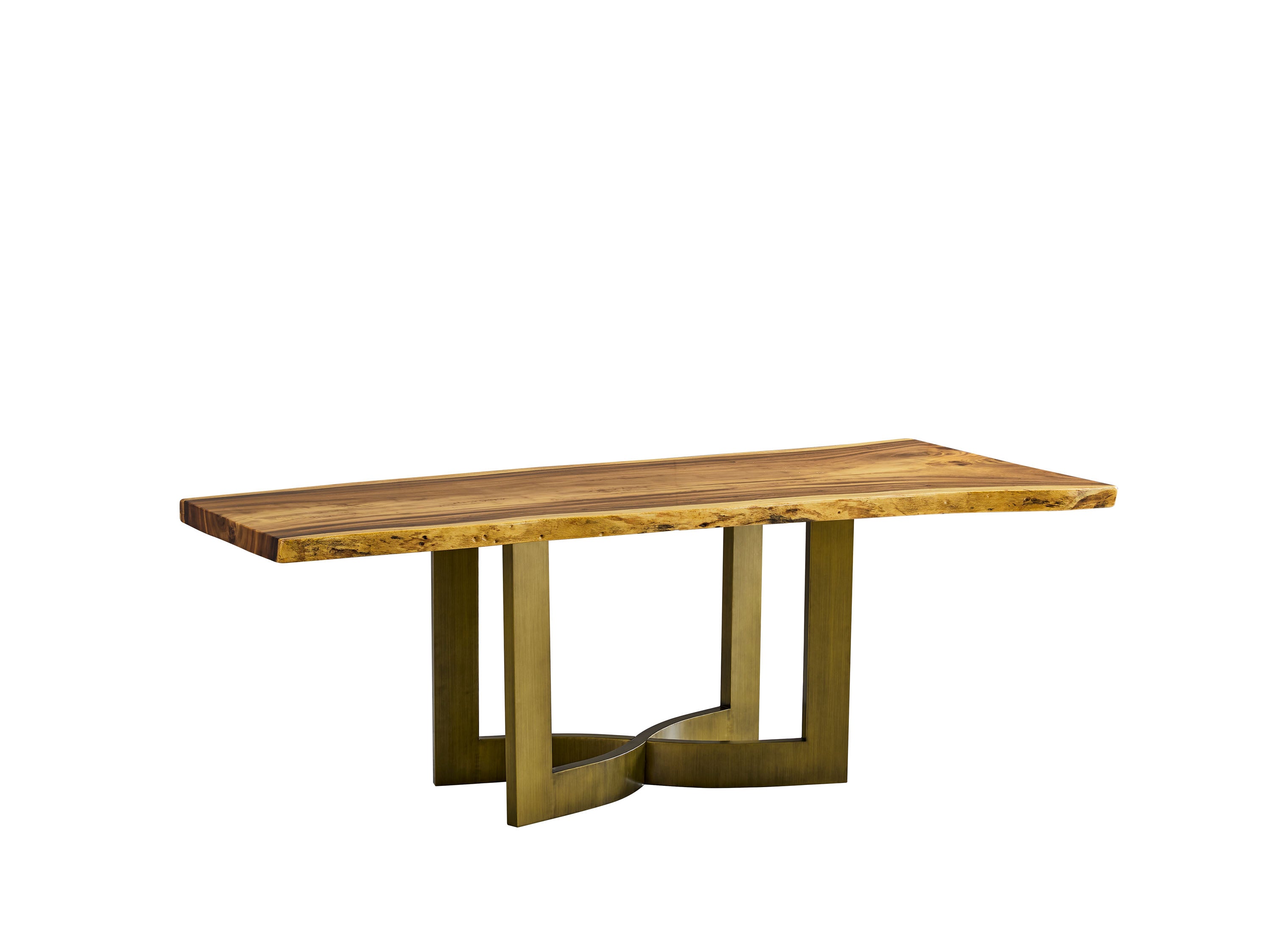 Hesper-Luxury Bronze Base Dining Table With Wood Top