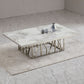 Table basse moderne de luxe en marbre argenté pour salon haut de gamme