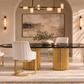 Alva Luxury Gold Black Sand Marble Dining Table