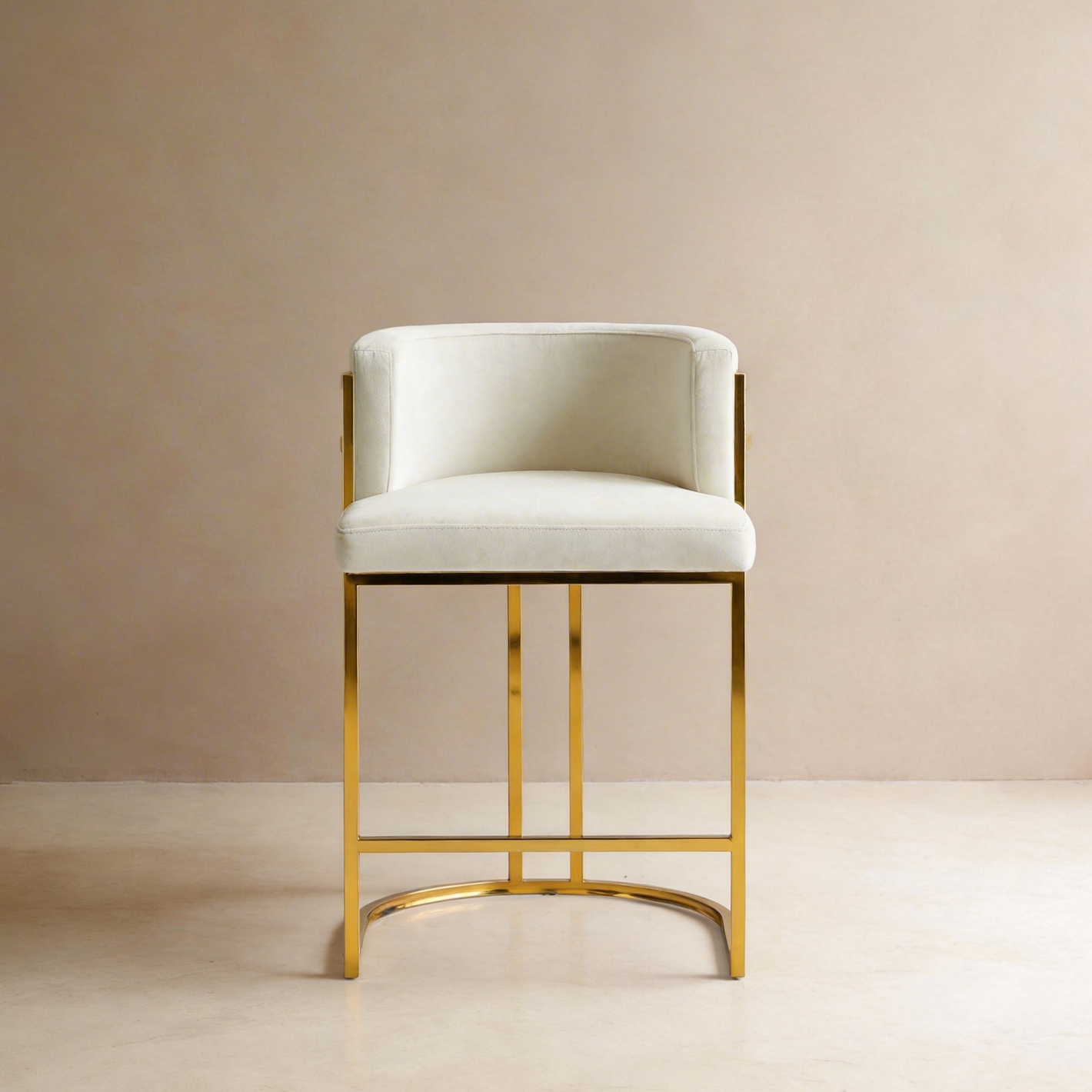 Luxury Modern Beige Velvet Gold Bar Chair For Hotel