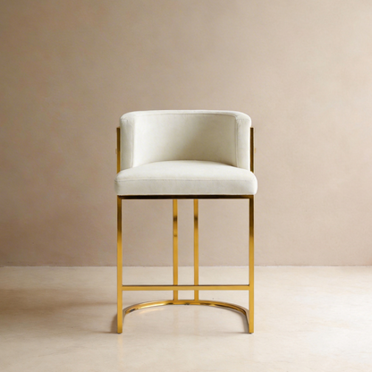 Luxury Modern Beige Velvet Gold Bar Chair For Hotel