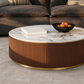 LUNE Modern Walnut Wood Gold Deco Coffee Table