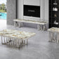 Ensemble table basse et table d'appoint moderne en marbre argenté