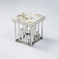 Ensemble table basse et table d'appoint moderne en marbre argenté