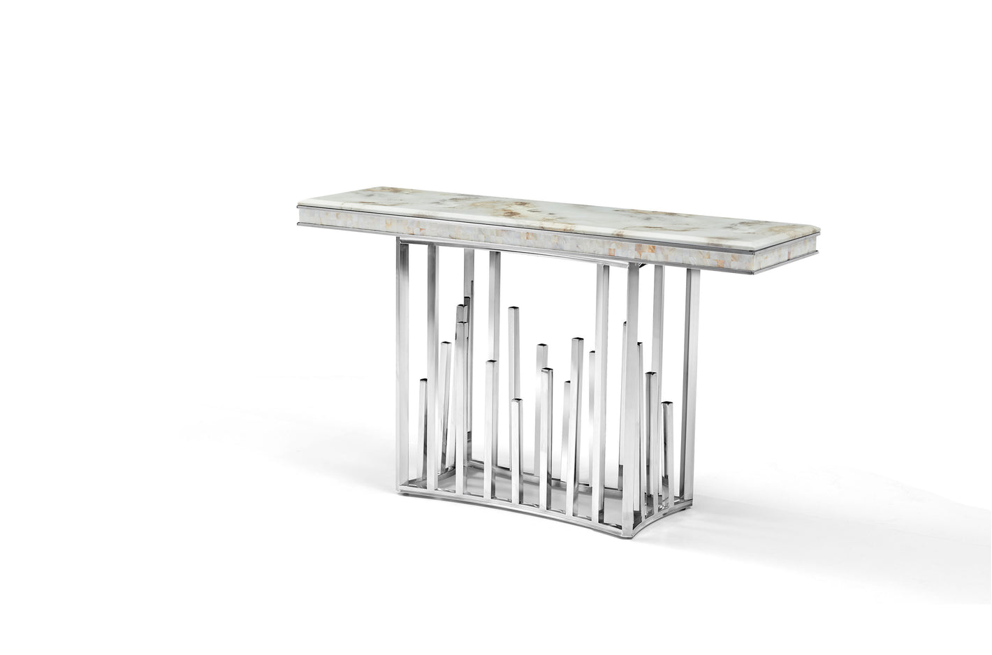 Console moderne en marbre argenté