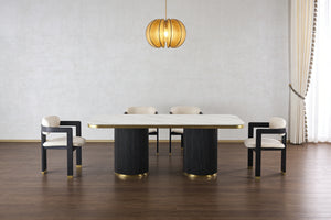 LUNE Luxury Modern Gold Black Dining Table Set