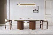 LUNE Luxury Walnut Dining Table With Kasgold Sintered Stone Top