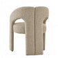 SRF LIVING NAVORI modern ivory upholstered dining chair with distinctive double curved backrest, open arch detailing and padded seat.
