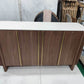 KIRA Modern Travertine Sintered Stone Buffet with Walnut Veneer & Matt Gold Accents