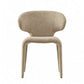 SRF LIVING KELVA ivory upholstered dining chair with sculptural curved wingback, cushioned seat and fabric-covered legs.
