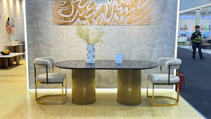 Luxury Gold Black Sand Marble Dining Table