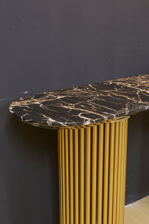 Gold Black Sand Marble Console Table