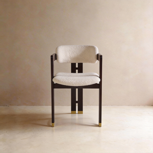 AIKO Modern Cream Fleece Dining Chair with Black Wooden Frame & Gold Foot Caps