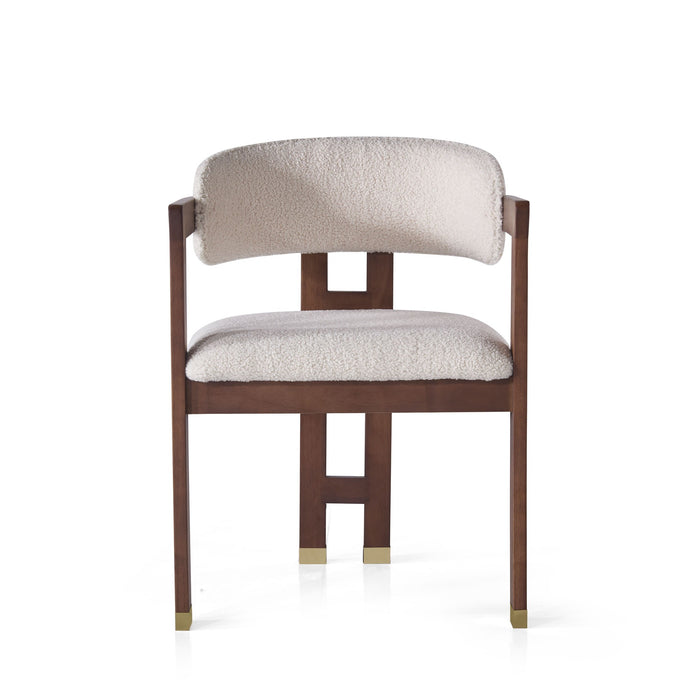 AIKO Mid-Century Modern Walnut Wooden Bouclé Dining Chair