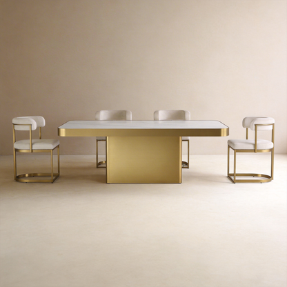 Matt Gold Luxury Dining Table With Sintered Stone Top
