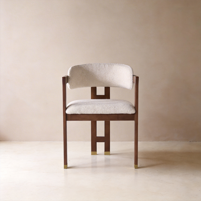 AIKO Mid-Century Modern Walnut Wooden Fleece Dining Chair