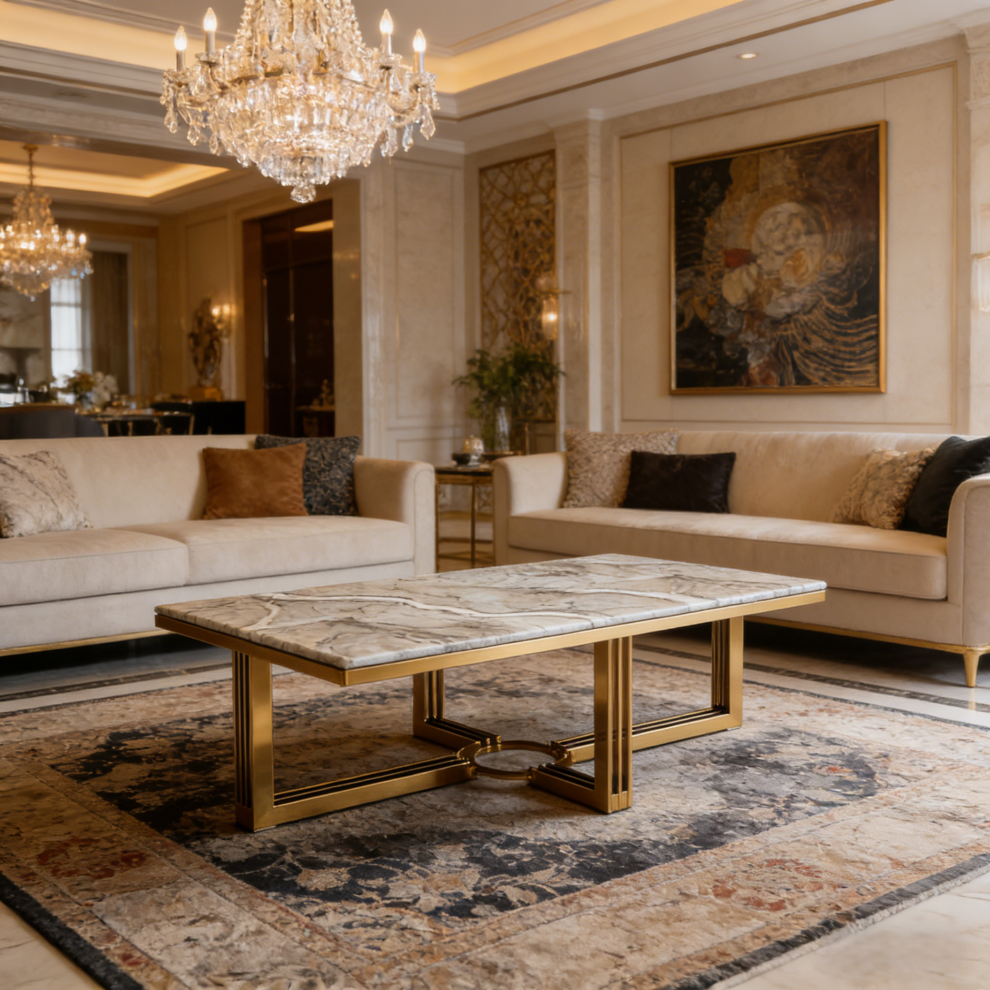 Luxury Mable Coffee Table For High End Villa Living