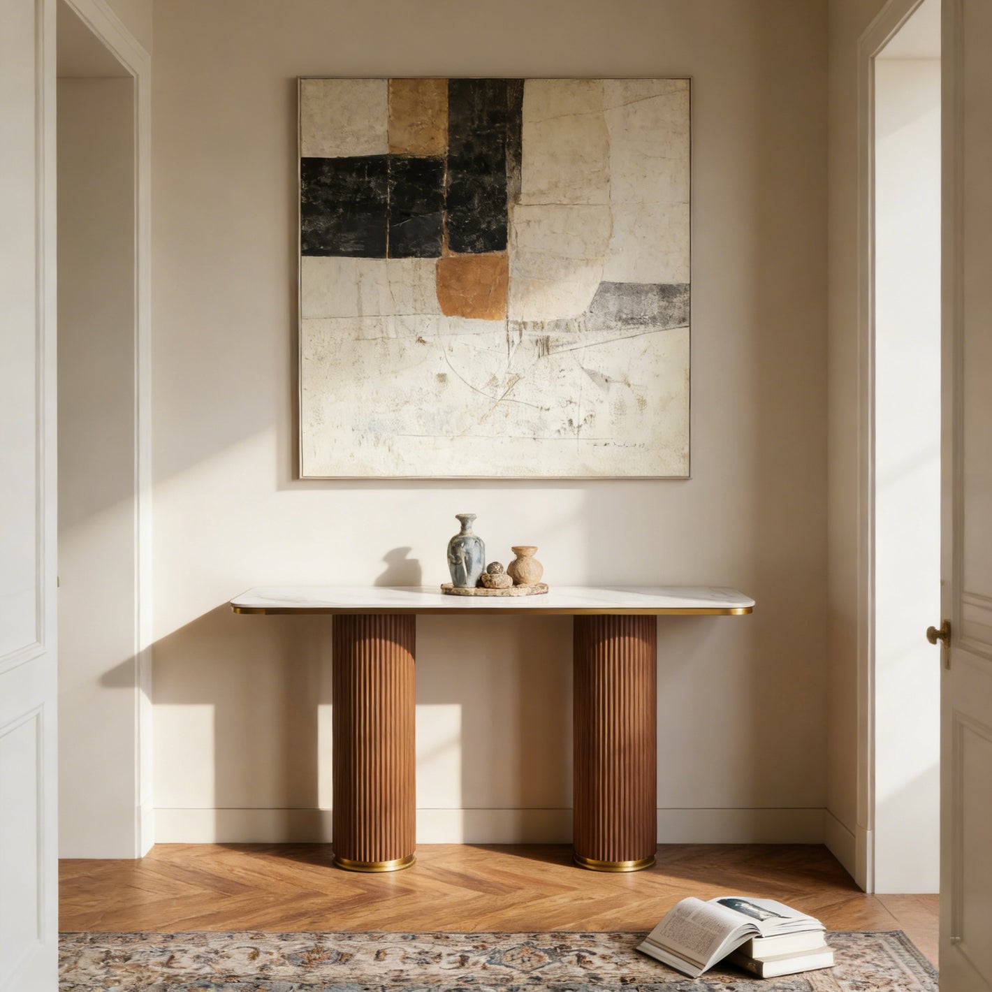 LUNE Luxury Modern Walnut Console Table